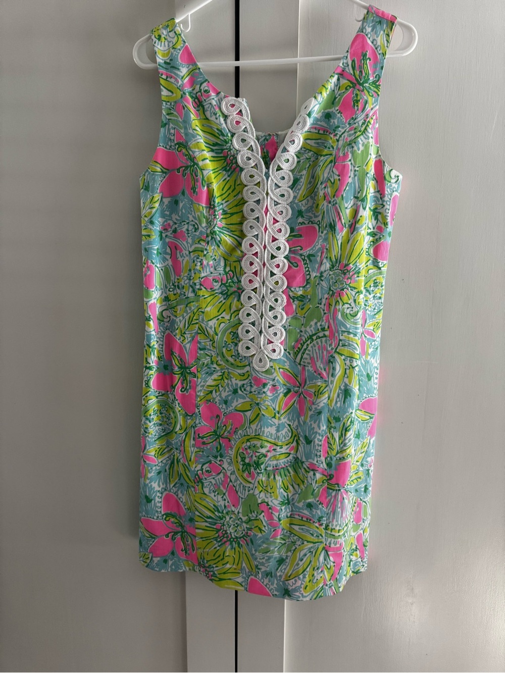 Lilly Pulitzer Tropical Floral Shift Dress in Aqua, Pink & Lime